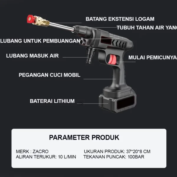 ZACRO Alat Cuci Mobil dan motor Cuci Staem Ac Mobil Screen Sablon Berkualitas Pompa Mesin Steam Power Spayer Alat Portable - Image 2