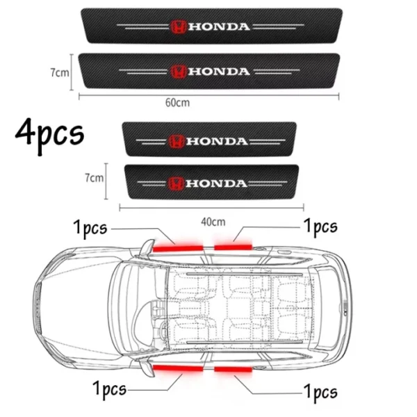 XYKJ 4PCS Sill Plate Mobil Stiker Pelindung Melindungi Carbon Fiber Sticker Stiker Pelindung - Image 5