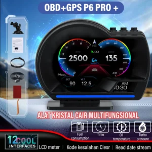 HUD P6 Pro+ Smart Mobil Layar Display 2024 model terbaru OBD2+GPS HUD Sistem Ganda Smart Gauge Daihatsu