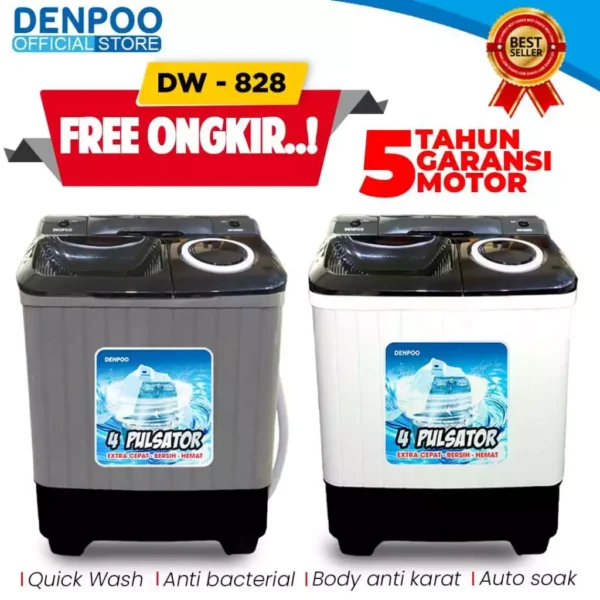 DENPOO MESIN CUCI 2 TABUNG DW 8907B 8KG - Image 5