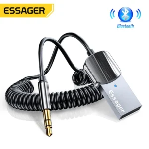 Essager 5.0 AUX penerima bluetooth mobil usb ke pemancar bluetooth mobil 3,5 mm untuk adaptor audio bluetooth mobil