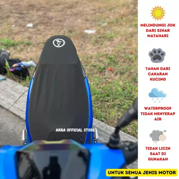 Cover Jok Motor Akna seat / Sarung Jok Motor Anti kucing & Air Akna Max Protection Hitam - Image 8