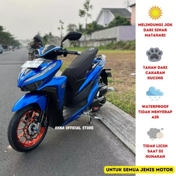 Cover Jok Motor Akna seat / Sarung Jok Motor Anti kucing & Air Akna Max Protection Hitam - Image 7