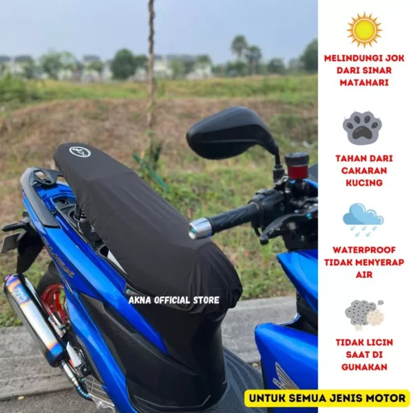 Cover Jok Motor Akna seat / Sarung Jok Motor Anti kucing & Air Akna Max Protection Hitam - Image 4
