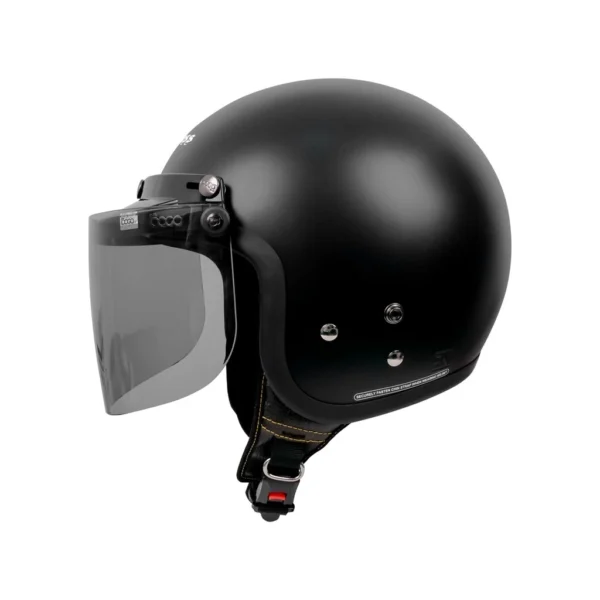 Cargloss CFM Retro Visor Flat Smoke Helm Half Face - Black Doff - Image 4