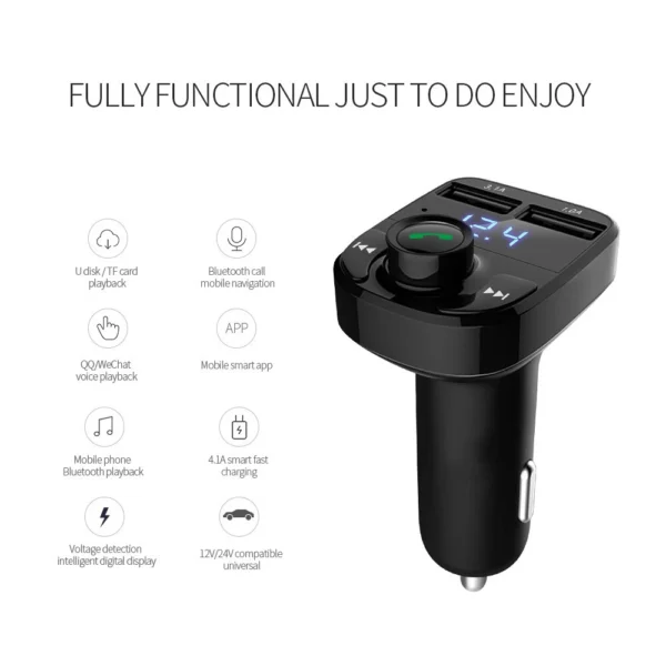 Car FM Modulator Transmitter Bluetooth Port Cas Charge Mobil Receiver MP3 Dual Port 3.1A UNTUK MOBIL 2014 KEBAWAH - Image 5