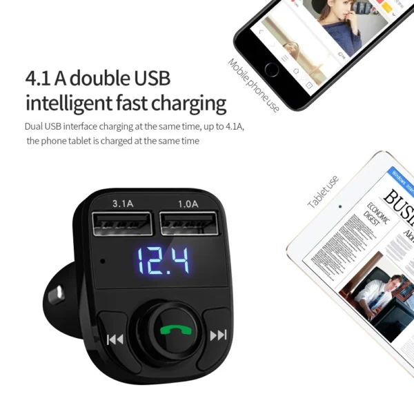 Car FM Modulator Transmitter Bluetooth Port Cas Charge Mobil Receiver MP3 Dual Port 3.1A UNTUK MOBIL 2014 KEBAWAH - Image 3