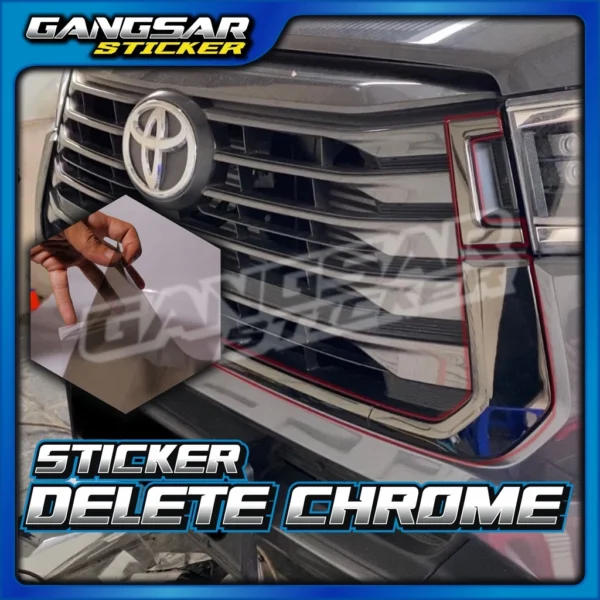 Sticker Delete Chrome / Delete chrome grill / Sticker Hitam Transparan