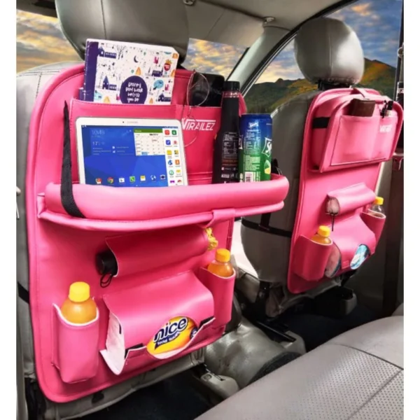 Car Seat Organizer Plus Meja Lipat Tas Multi Fungsi Belakang Jok KULIT Premium - Image 3