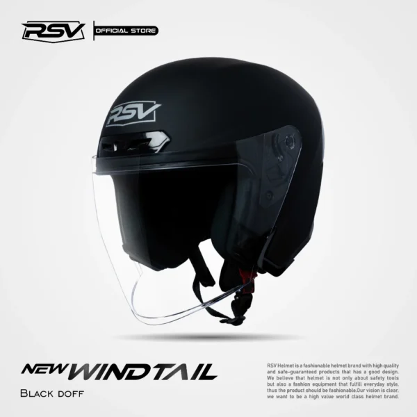 Helm Motor Half Face RSV Original RSV NEW WINDTAIL BLACK DOFF SINGLE VISOR SNI DOT & ECE R22.05 HELM - Image 7