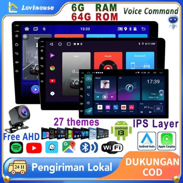 ✨with cooling system✨6G+64G IPS Layer Head Unit 7910 Inch Mobil Android 13 Navigasi Untuk Semua Double Din Mobil Car Radio