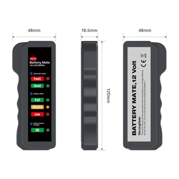 Alat Diagnostik Tampilan Lampu LED 6 Alternator Digital Penguji Baterai Mobil 12V - Image 3