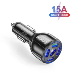 Car Charger Mobil Fast Charger USB 5 Port QC 3.0 15A Pengisi Daya USB Alat Elektronik