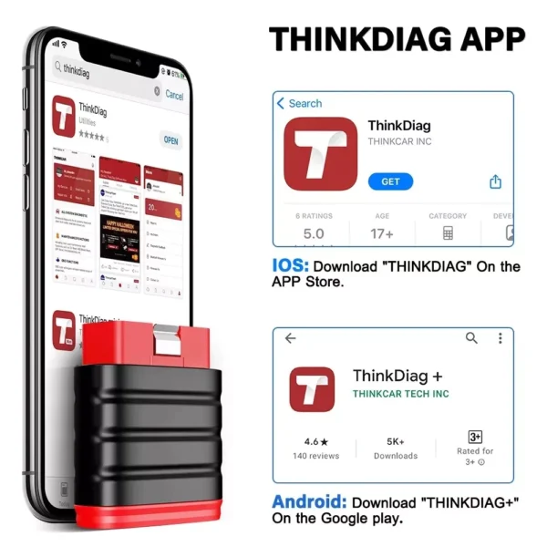 Thinkcar Thinksafe OBD2 Pemindai Diagnostik Mobil Bluetooth pembaca kode Alat diagnostik otomatis - Image 3