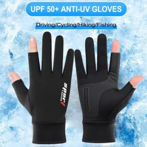 Sarung Tangan Motor Sepeda Pria Wanita Ice Silk Gloves Anti Slip Es Sutra Nyaman dan Bernapas Cewek Anti Air Touch Screen Setengah Jari