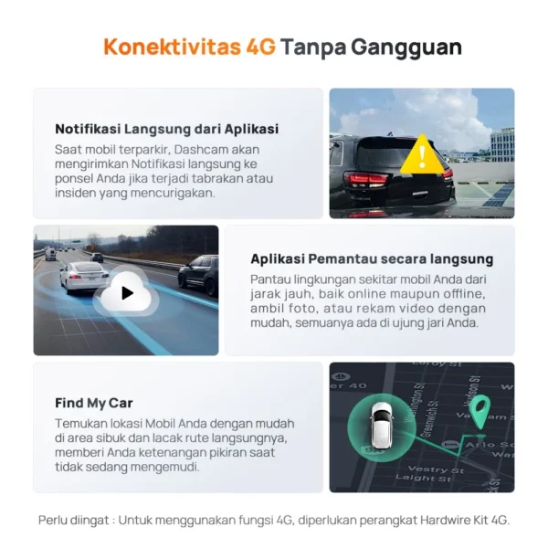 70mai Dash Cam A510 Set Sony Starvis 2 4G Live Control GPS HDR Front 1944P Rear 1080P Dashcam Mobil - Image 3
