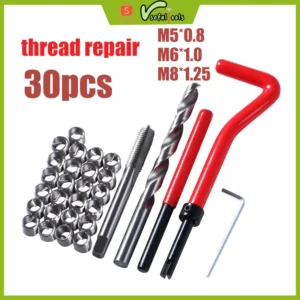 Usefultools Thread Repair set 30pcs Recoil M5/M6/M8 Alat Mobil Motor Ulir Kit Insert Busi