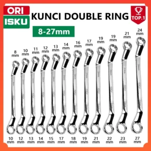 ISKU Kunci Double Head Double Ring Set Kunci Ring Pas 8-27mm Double kunci Ring Alat Perkakas Tools Kunci Ring PasKunci Ring set