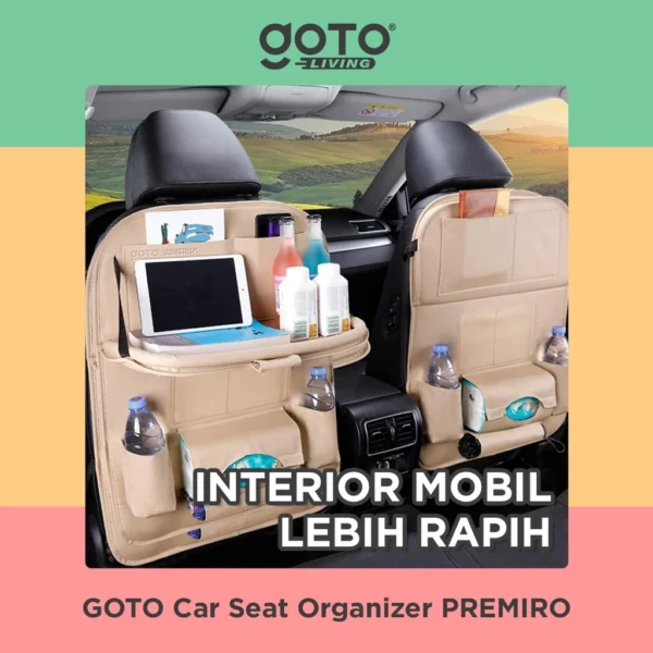 Goto Premiro Car Seat Organizer Leather Tas Jok Kursi Mobil Meja Kulit - Image 5