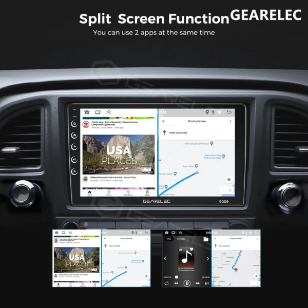 GEARELEC Double Din Headunit 4+64G Carplay Android13 7/9/10 inci Dukungan WiFi/GPS/youtube/48 Tema - Image 2