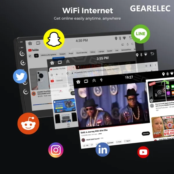 GEARELEC Double Din Headunit 4+64G Carplay Android13 7/9/10 inci Dukungan WiFi/GPS/youtube/48 Tema - Image 5