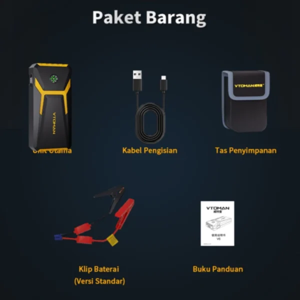 Vtoman V6 Pro 10000mAh Jump Starter Aki Portable Powerbank Jumper Aki - Image 3