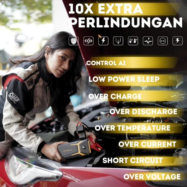 Vtoman V6 Pro 10000mAh Jump Starter Aki Portable Powerbank Jumper Aki - Image 5