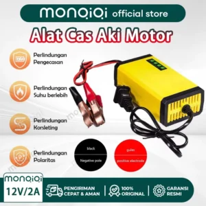 Monqiqi Alat Cas Aki Motor & Mobil Alat Pengisian Daya Aki Motor Intelegent Charger 12V 2Ampere 12V 2A Adaptor Pengisi Daya Baterai