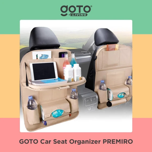 Goto Premiro Car Seat Organizer Leather Tas Jok Kursi Mobil Meja Kulit