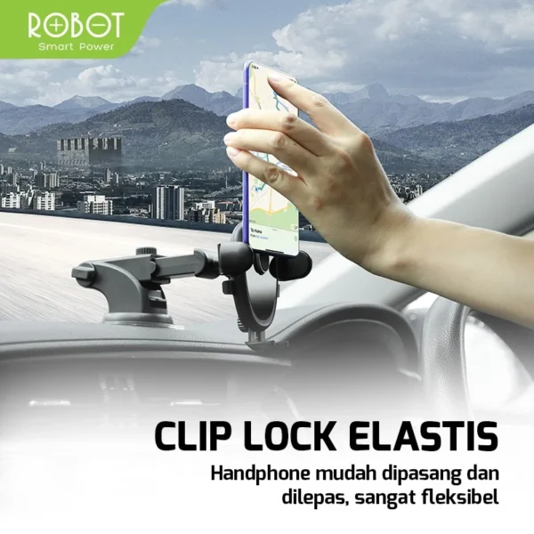ROBOT Universal Car Holder Rotasi 360 Derajat Triangle Lock Design Suction Cup Stand Holder HP Mobil RT-CH11S Original - Garansi 1 - Image 3