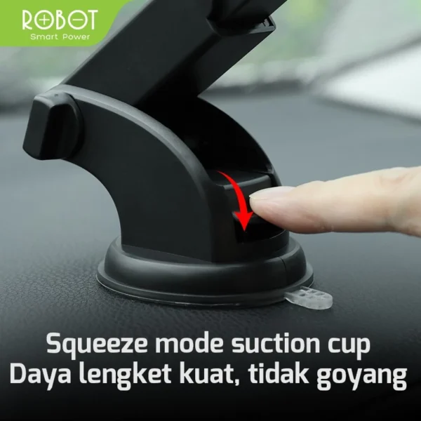ROBOT Universal Car Holder Rotasi 360 Derajat Triangle Lock Design Suction Cup Stand Holder HP Mobil RT-CH11S Original - Garansi 1 - Image 4