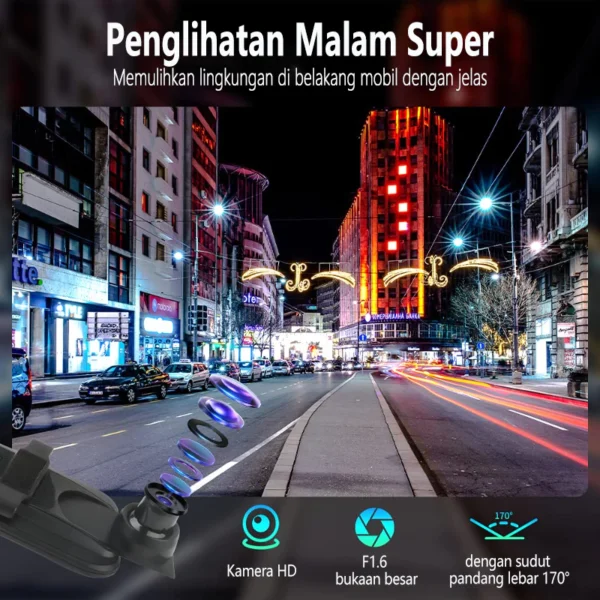 Acroder Dashcam Mobil WIFI 2K 10 Inch Layar Sentuh IPS Night Vision Dual Lens Perekaman Loop 24 jam - Image 5