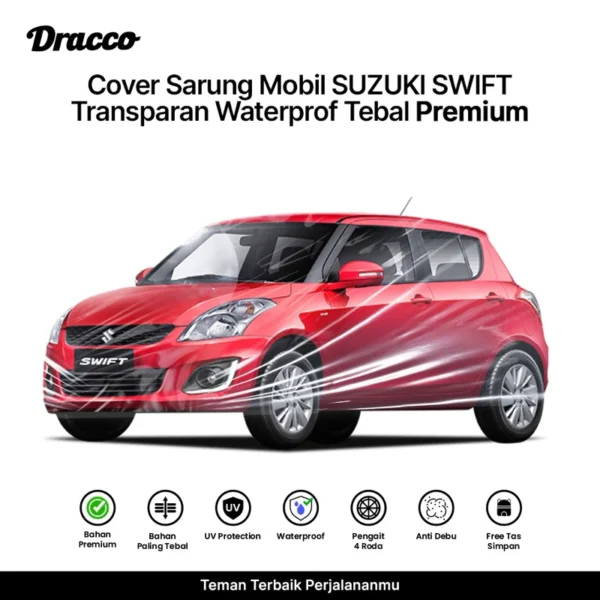 Cover Mobil Transparan Sarung Mobil Bening Plastik Transparan Tebal DRACCO Bonus Tas Penyimpanan - Image 3