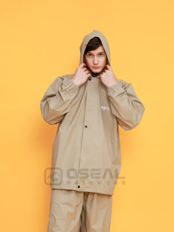 Jas Hujan OSEAL Full Seal Raincoat Mantel Pria Wanita Dewasa Aura Series Mocca - Image 7